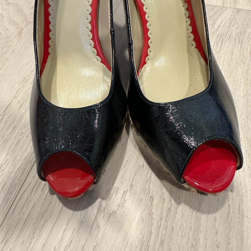 Sexy Black Red and Leopard Peep Toe Punps